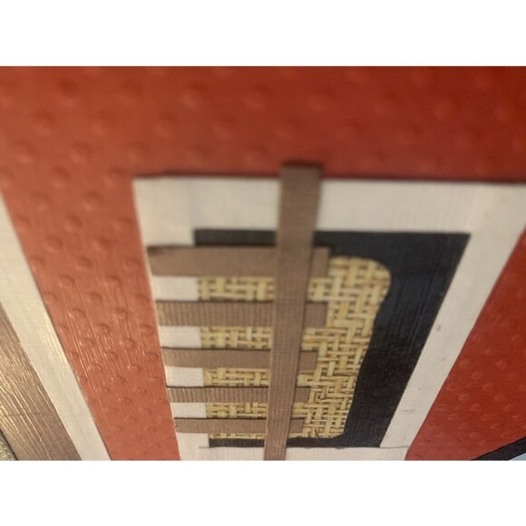 Folk Art Farm Scene Tape Art Cow Pig Chicken Red Barn Hand made, Signed 12" SQ - Picture 6 of 7